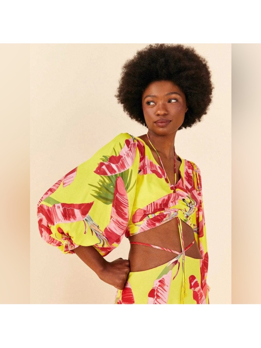 Farm Rio Sweet Lime Sweet Jungle Lenzing™ Ecovero™ Viscose Crop Top
